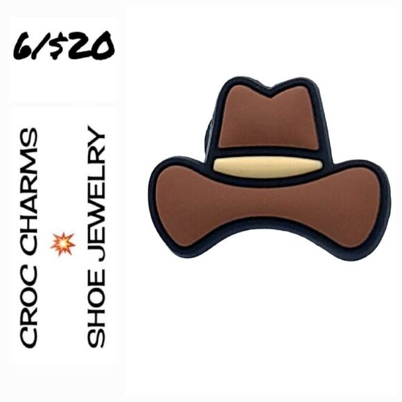 🤠 Brown Cowboy Hat 🌟 Croc Charms Jibbitz Shoe Jewelry ✨️Western Cowgirl Horse - Picture 1 of 4